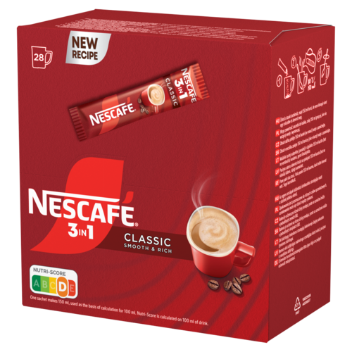 NESCAFÉ 3in1 Classic Smooth & Rich azonnal oldódó kávéspecialitás 28 x 15,5 g (434 g)