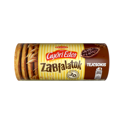 Győri Édes Zabfalatok tejcsokoládéval talpán mártott, zabpelyhes, omlós keksz 215 g