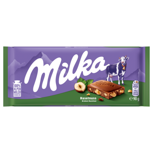 Milka alpesi tej felhasználásával készült tejcsokoládé törtmogyoróval 90 g
