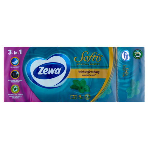 Zewa Softis Menthol Breeze illatosított papír zsebkendő 4 rétegű 10 x 9 db