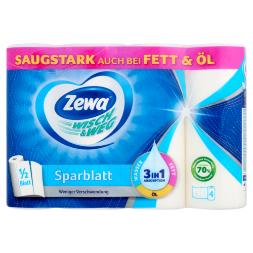 Zewa Wisch & Weg Sparblatt háztartási papírtörlő 2 rétegű 4 tekercs