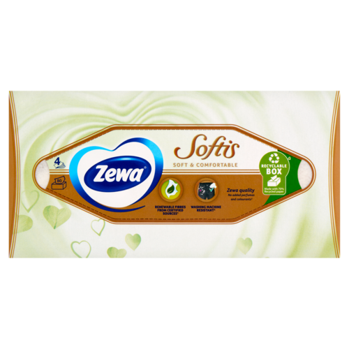 Zewa Softis Soft & Comfortable illatmentes dobozos papír zsebkendő 4 rétegű 80 db