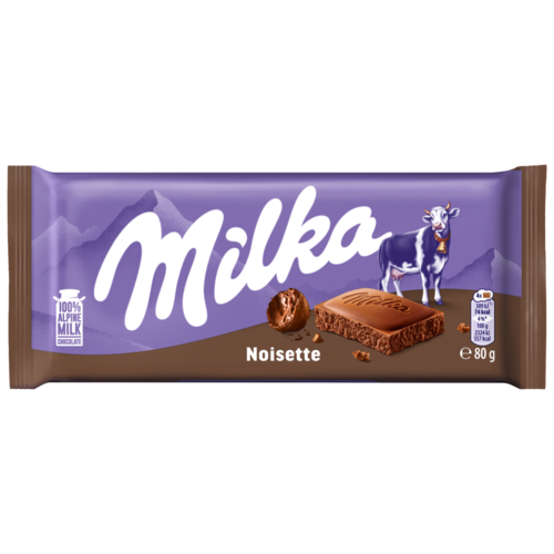 MILKA TEJCSOKOLÁDÉ MOGYORÓKRÉMMEL TÁBLÁS CSOKOLÁDÉ 80 g