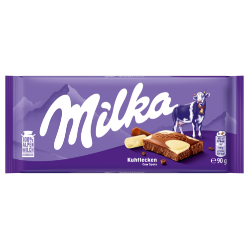 Milka alpesi tej felhasználásával készült tejcsokoládé fehér csokoládéval 90 g