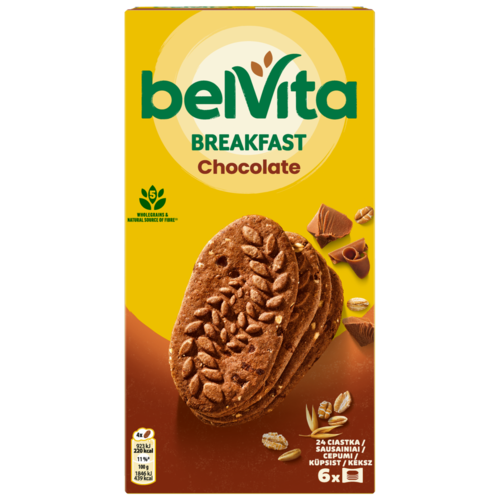 Belvita kakaós, gabonás keksz csokoládédarabokkal 6 x 50 g (300 g)