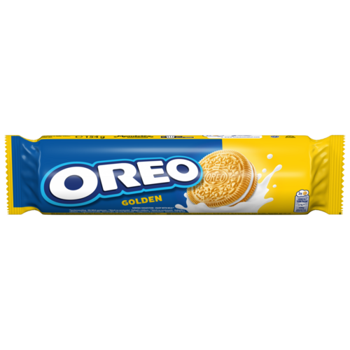 OREO Golden Vaníliaízű Töltött Keksz, vegetáriánusok is fogyaszthatják, 14 db keksz 154 g