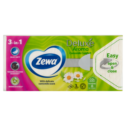 Zewa Deluxe Camomile Comfort illatosított papír zsebkendő 3 rétegű 90 db
