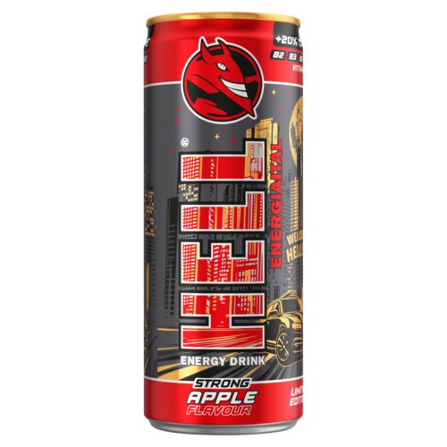 HELL Strong alma és tuttifruttiízű koffeintartalmú szénsavas energiaital 250 ml