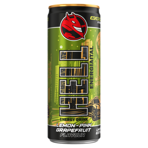 HELL citrom- és rózsaszín grapefruitízű, koffeintartalmú, szénsavas energiaital 250 ml