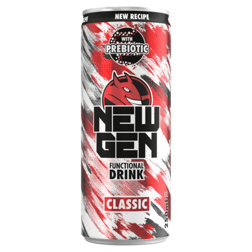 New Gen Classic tuttifruttiízű, koffeintartalmú, szénsavas, funkcionális ital 250 ml