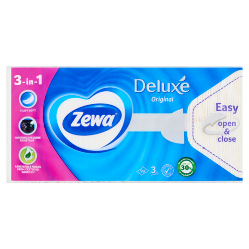 Zewa Deluxe Original illatmentes papír zsebkendő 3 rétegű 90 db