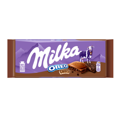 Milka Oreo Choco alpesi tejcsokoládé kakaós krémtöltelékkel és kakaós kekszdarabokkal 100 g
