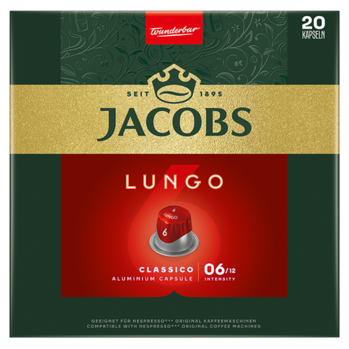 Jacobs Lungo Classico őrölt-pörkölt kávé kapszulában 20 db 104 g