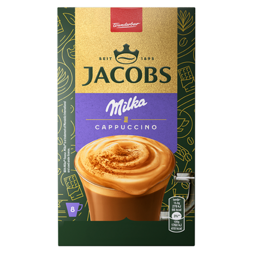 Jacobs Milka csokoládéízű azonnal oldódó kávé- és kakaóitalpor 8 x 15,8 g (126,4 g)