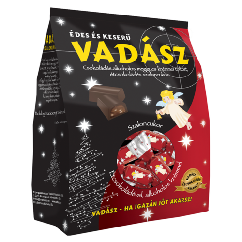 Vadász csokoládés-alkoholos meggyes krémmel töltött, étcsokoládés szaloncukor 350 g