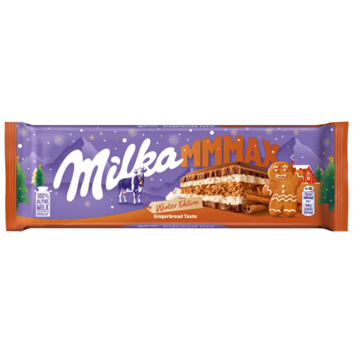 Milka Mmmax alpesi tej felhasználásával készült tejcsokoládé vaníliaízű krémtöltelékkel 300 g