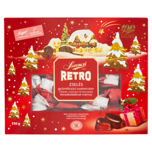 Szerencsi Retro zselés gyümölcsízű szaloncukor étcsokoládéval mártva 350 g
