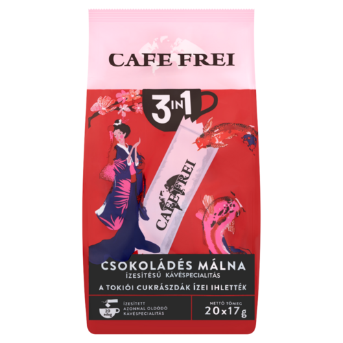 Cafe Frei 3in1 csokoládés málna ízesítésű azonnal oldódó kávéspecialitás 20 x 17 g (340 g)
