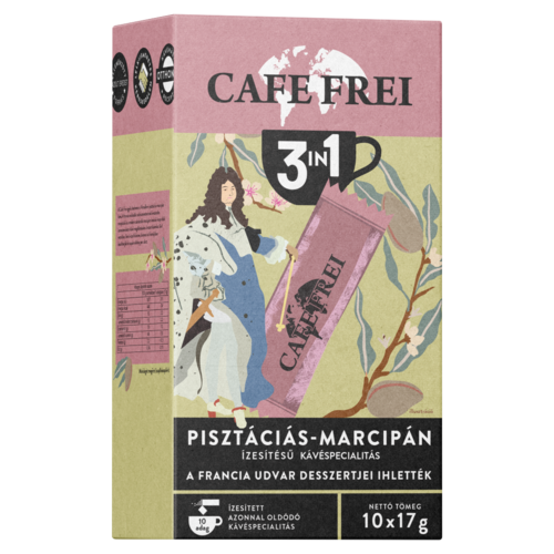 Cafe Frei 3in1 pisztáciás-marcipán ízesítésű azonnal oldódó kávéspecialitás 10 x 17 g (170 g)
