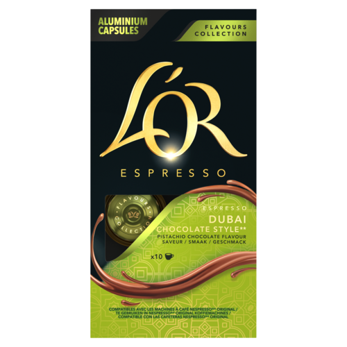 L'OR Espresso Dubai csokoládé- és pisztáciaízű őrölt-pörkölt kávé kapszulában 10 db 52 g