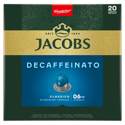 Jacobs Decaffeinato Classico koffeinmentes őrölt-pörkölt kávé kapszulában 20 db 104 g
