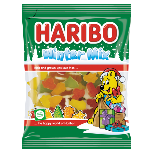 Haribo Winter Mix gyümölcsízű gumicukorka habosított gumicukorka réteggel 160 g