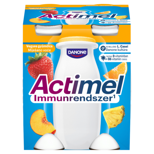 Danone Actimel Kids zsírszegény őszibarackos fermentált ital, kalciummal, vitaminnal 8 x 100 g