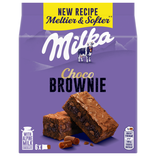 Milka Choco Brownie sütemény alpesi tejcsokoládéval és tejcsokoládé darabokkal 6 db 150 g