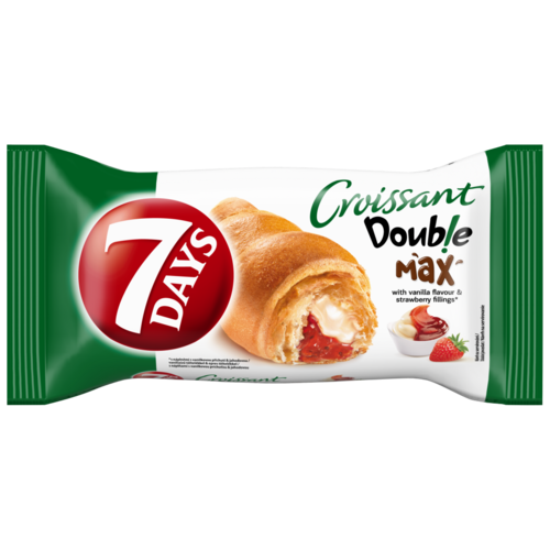7DAYS Double Max croissant vaníliaízű töltelékkel és epres töltelékkel 80 g