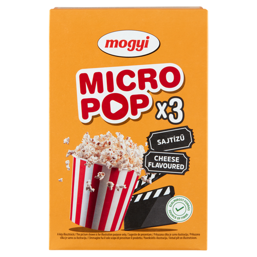 Mogyi Micro Pop mikrohullámú sütőben elkészíthető sajtízű pattogatni való kukorica 3 x 100 g (300 g)