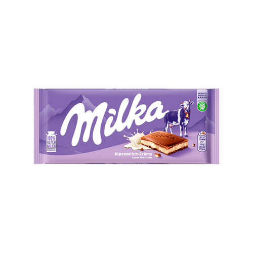 Milka Alpesi Tej Felhasználásával Készült Tejcsokoládé Tejes Krémtöltelékkel 100 G
