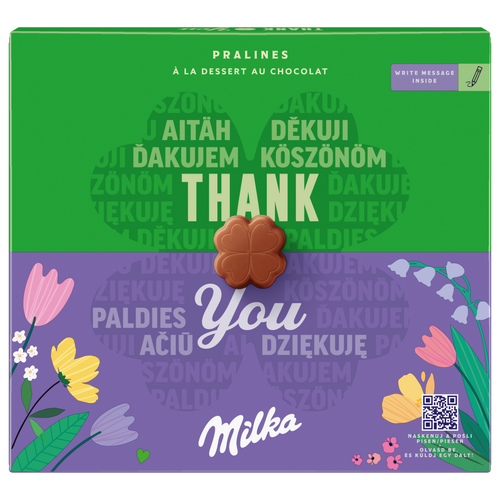 Milka Thank You Alpesi Tejcsokoládé Praliné Kakaós Krémtöltelékkel 110 G