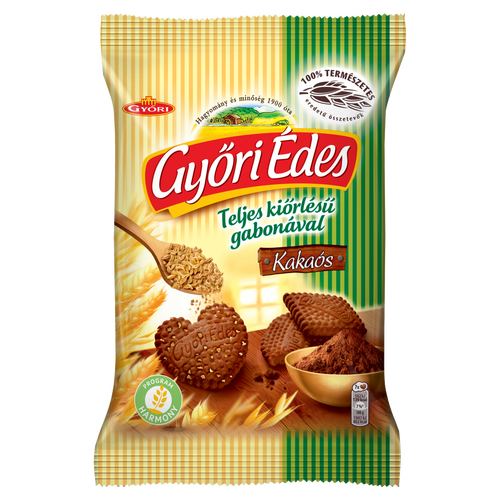 Győri Édes Omlós, Kakaós Keksz Teljes Kiőrlésű Búzaliszttel 150 G