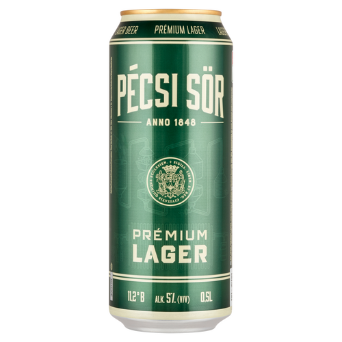 Pécsi Sör Prémium Lager bio minőségi világos sör 5% 0,5 l