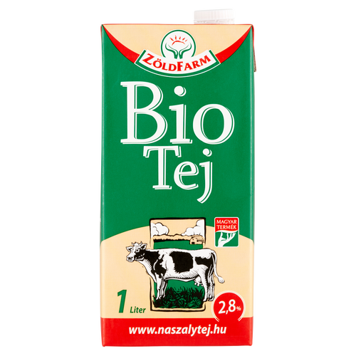 Zöldfarm UHT félzsíros bio tej 2,8% 1 l