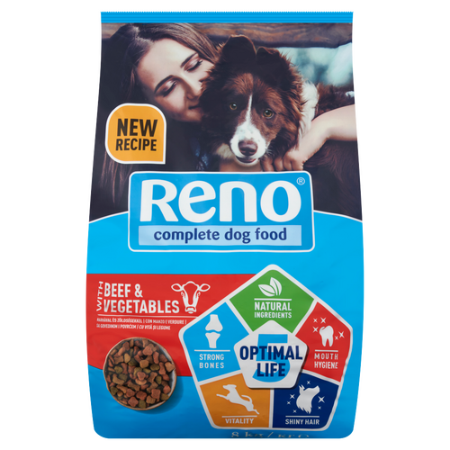 Reno Optimal Life száraz kutyaeledel, kutyatáp felnőtt kutyáknak marhával és zöldségekkel 8 kg