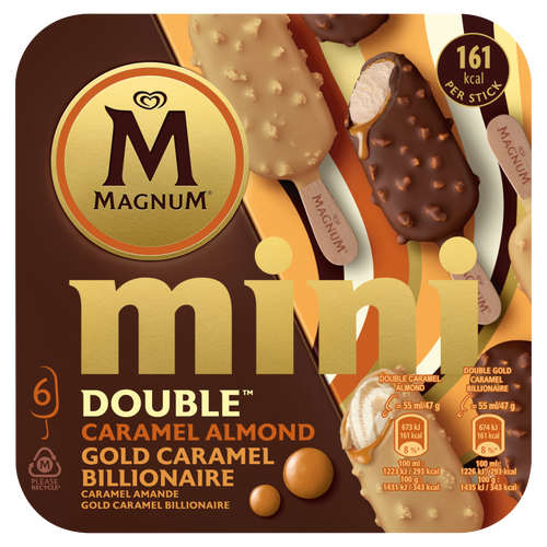 Magnum Mini Multipack Jégkrém Dupla Karamell Mandula-Dupla Gold Karamell Billionaire 6 x 55 ml