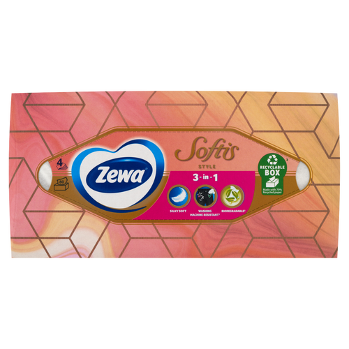 Zewa Softis Style illatmentes dobozos papír zsebkendő 4 rétegű 80 db