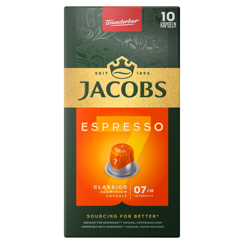 Jacobs Espresso Classico őrölt-pörkölt kávé kapszulában 10 db 52 g