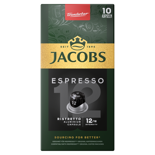 Jacobs Espresso Ristretto őrölt-pörkölt kávé kapszulában 10 db 52 g