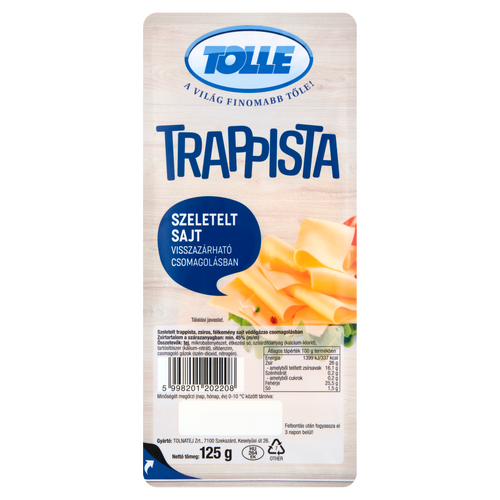 Tolle szeletelt trappista sajt 125 g