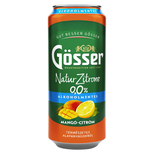 Gösser Natur Zitrone mangó-citrom ízű alkoholmentes sörital 0,0% 500 ml