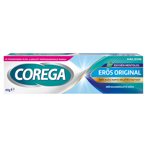 Corega Erős Original enyhén mentolos műfogsorrögzítő krém 40 g 