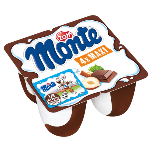 Zott Monte Maxi UHT csokoládés-mogyorós tejalapú desszert 4 x 100 g (400 g)