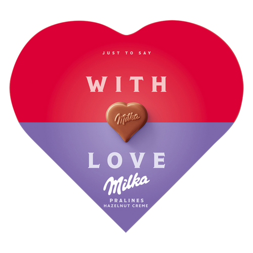 Milka I love Milka alpesi tejcsokoládé praliné mogyorós krémtöltelékkel 44 g